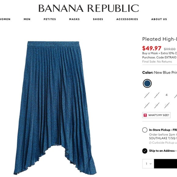 Banana Republic High- Low Pleated Skirt - Picture 5 of 5